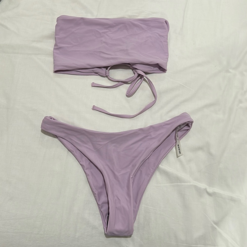 purple shein bandeau bikini
